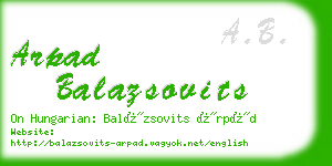 arpad balazsovits business card